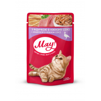 Вологий корм для кішок Мяу! в ніжному соусі зі смаком індички 100 г (4820083901591)