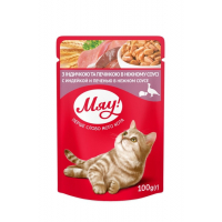Вологий корм для кішок Мяу! в соусі зі смаком індички та печінки 100 г (4820215365215)