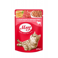 Вологий корм для кішок Мяу! в ніжному соусі зі смаком телятини 100 г (4820083901560)