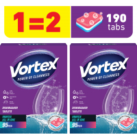 Таблетки для посудомийних машин Vortex All in 1 95 шт + 95 шт. (4823071652871)