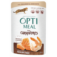Вологий корм для кішок Optimeal беззерновий з лососем та креветками в соусі 85 г (4820083906008)