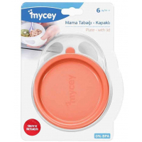 Набір дитячого посуду Mycey тарілка з кришкою, помаранчева (8698694123116)