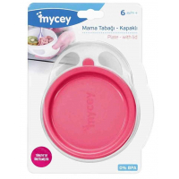 Набір дитячого посуду Mycey тарілка з кришкою, рожева (8698694123994)