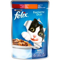 Вологий корм для кішок Purina Felix Fantastic Duo шматочки в желе з індичкою і печінкою 100 г (7613036923200)