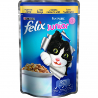 Вологий корм для кішок Purina Felix Fantastic Junior в желе з куркою 100 г (7613035072848)