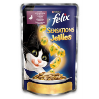Вологий корм для кішок Purina Felix Sensations Jellies в желе з качкою і шпинатом 100 г (7613035469662)