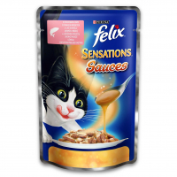 Вологий корм для кішок Purina Felix Sensations Sauces в соусі з лососем та креветками 100 г (7613036075930)