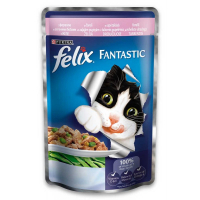Вологий корм для кішок Purina Felix Fantastic в желе з фореллю і зеленими бобами 100 г (7613034441904)