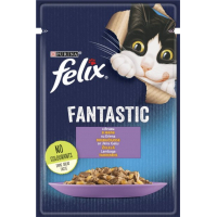 Вологий корм для кішок Purina Felix Fantastic з ягням у желе 85 г (7613039838969)