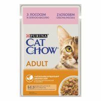 Вологий корм для кішок Purina Cat Chow Adult з лососем і зеленою квасолею 5х85г (7613036938310)