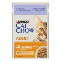Вологий корм для кішок Purina Cat Chow Adult з ягням і зеленою квасолею 5х85г (7613036938334)