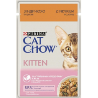 Вологий корм для кішок Purina Cat Chow Kitten з індичкою та цукіні в желе 85г (7613036595001)