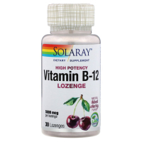 Вітамін Solaray Вітамін B12, 5000 мкг, смак натуральної чорної вишні, 30 лід (SOR04351)