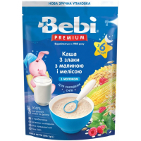 Дитяча каша Bebi Premium молочна 3 злаки з малиною та мелісою +6 міс. 200 г (8606019654368)