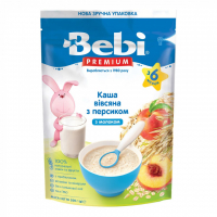 Дитяча каша Bebi Premium молочна вівсяна з персиком +6 міс. 200 г (8606019654306)