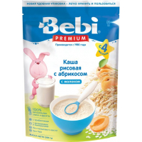 Дитяча каша Bebi Premium молочна Рисова з абрикосом +4 міс. 200 г (8606019653187)