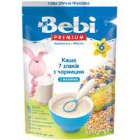Дитяча каша Bebi Premium молочна 7 злаків з чорницею +6 міс. 200 г (3838471020985)
