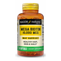 Вітамін Mason Natural Біотин 10000мкг, Mega Biotin, 50 гелевих капсул (MAV16799)