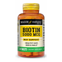 Вітамін Mason Natural Біотин 5000 мкг, Biotin, 60 пігулок (MAV15615)