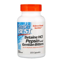 Вітамінно-мінеральний комплекс Doctor's Best Бетаїн HCL та Пепсин, Betaine HCL & Pepsin, 120 капсул (DRB-00163)