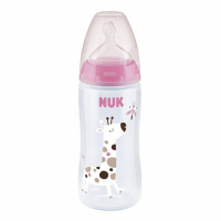 Пляшечка для годування Nuk First Choice Plus Жираф 300 мл Рожева (3952395)
