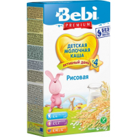 Дитяча каша Bebi Premium молочна рисова +4 міс. 250 г (3838600217460)