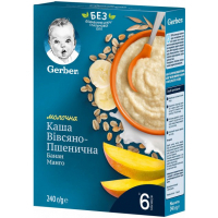 Дитяча каша Gerber молочна швидкорозчинна Вівсяно-пшенична Банан-Манго +6 міс. (7613039834053)