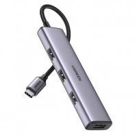 Концентратор Ugreen 4-port 1m USB 2.0 CM473 gray (20841)