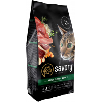 Сухий корм для кішок Savory Adult Cat Gourmand Fresh Turkey and Duck 2 кг (4820232630051)