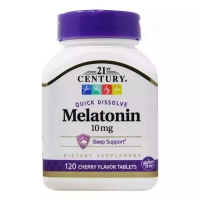 Амінокислота 21st Century Мелатонін, 10 мг, вишневий смак, Melatonin, 120 таблеток (CEN-27503)