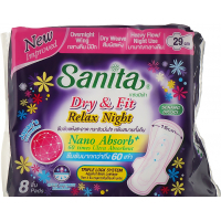 Гігієнічні прокладки Sanita Dry & Fit Relax Night Wing 29 см 8 шт. (8850461090353)