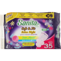 Гігієнічні прокладки Sanita Soft & Fit Relax Night Wing 35 см 4 шт. (8850461601054)