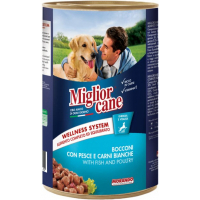Консерви для собак Migliorcane шматочки з рибою і білим м'ясом 1250 г (8007520011488)