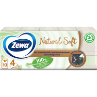 Серветки косметичні Zewa Natural Soft 4 шари 9 х 10 шт. (7322541285733)