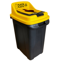 Контейнер для сміття Planet Household Re-Сycler для сортування (пластик) чорний із жовтим 50 л (12189)