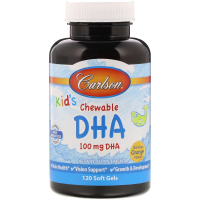 Жирні кислоти Carlson Риб'ячий жир (DHA) для Дітей, Смак Апельсина, Kid's Chewable (CAR-01571)