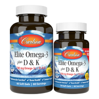 Жирні кислоти Carlson Омега-3 з Вітамінами D та K, 700 мг, Смак Лимону, Elite Omeg (CAR-17540)