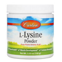 Амінокислота Carlson L-лізин у порошку, L-Lysine, Amino Acid Powder, 100 гр (CAR-06885)