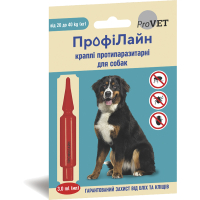 Краплі для тварин ProVET ПрофіЛайн від бліх та кліщів для собак вагою 20-40 кг 3 мл (4823082412709)