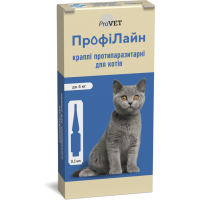 Краплі для тварин ProVET ПрофіЛайн від бліх та кліщів для котів вагою до 4 кг 4/0.5 м (4823082409884)