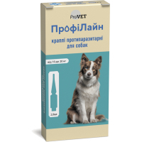 Краплі для тварин ProVET ПрофіЛайн від бліх та кліщів для собак вагою 10-20 кг 4/2 мл (4823082409921)