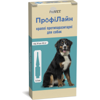 Краплі для тварин ProVET ПрофіЛайн від бліх та кліщів для собак вагою 20-40 кг 4/3 мл (4823082409938)