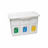 Контейнер для сміття DEA home для сортування відходів білий (3 відділення по 25 л) 75 л (5701)