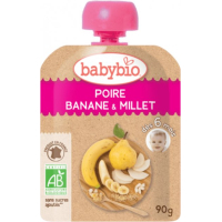 Дитяче пюре BabyBio з груші, банана та пшона з 6 місяців 90 г (3288131540092)