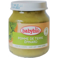 Дитяче пюре BabyBio з картоплі та шпинату з 4 місяців 130 г (3288130510454)