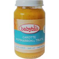 Дитяче пюре BabyBio органічнез моркви, китайського гарбуза та форелі +12 міс. 20 (3288131500560)
