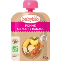 Дитяче пюре BabyBio органічне з яблука, абрикоса та банану 90 г (3288131540023)