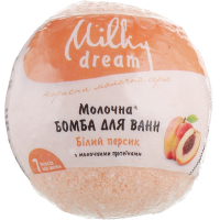 Бомбочка для ванни Milky Dream Молочна Білий персик з молочними протеїнами 100 г (4820205300790)