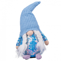 Новорічна фігурка Novogod`ko Гном Дівчинка, блакитна паєтка, 40 см (974638)