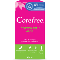 Гігієнічні прокладки Carefree Cotton Aloe з екстрактом бавовни й алое 30 шт. (3574661565040)